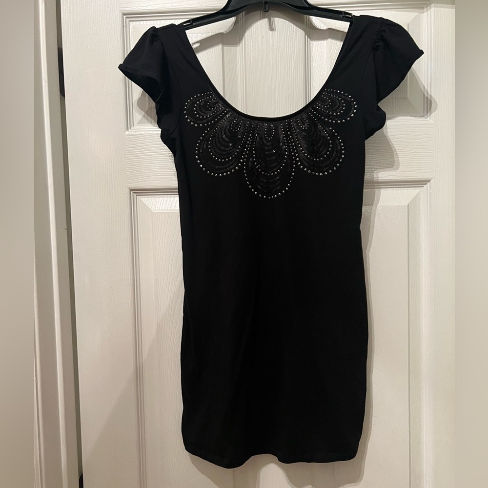 Express Black Blouse with Studded Design
